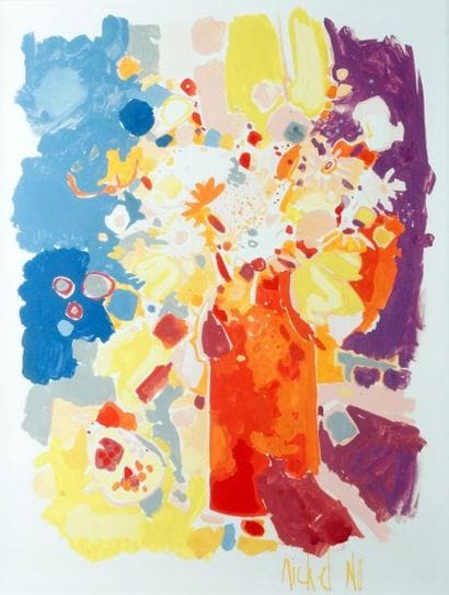 Michel NO, né en 1939
VASE DE FLEURS Gouache...