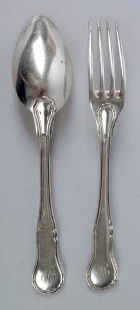 COUVERT D'ENFANT en argent d'époque XIXe...