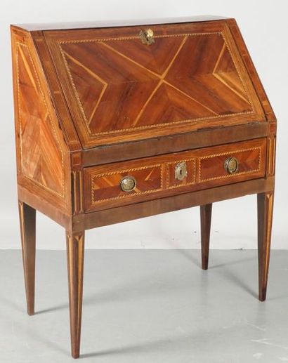 BUREAU DE PENTE en frisage de prunier dans...