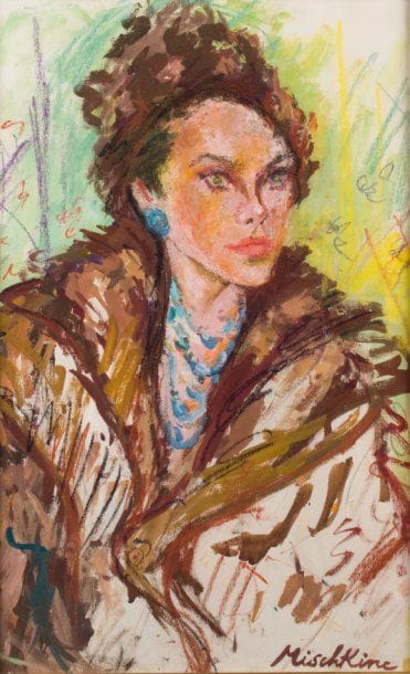 Olga MISCHKINE - 1910-1985
AUTOPORTRAIT Gouache...