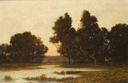 Léon RICHET - 1847-1907
ÉTANG AU SOLEIL COUCHANT...