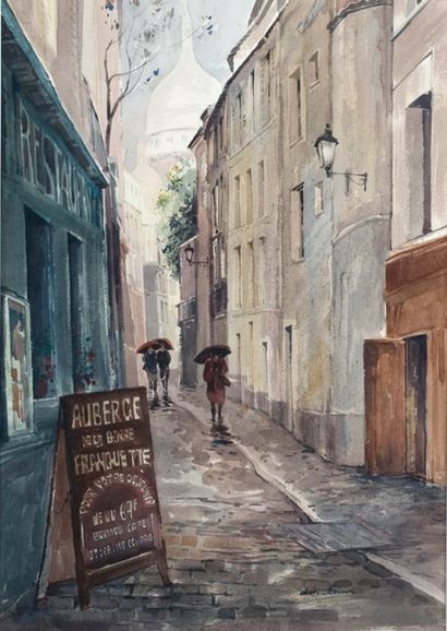 L'AUBERGE DE LA BONNE FRANQUETTE Aquarelle...