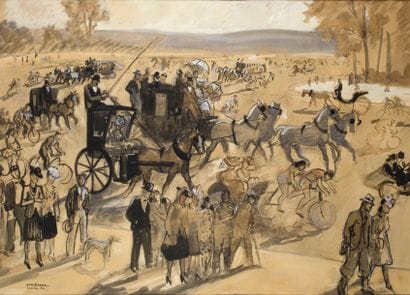 Yves BRAYER - 1907-1990
LONGCHAMP, 1941 Aquarelle,...