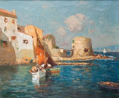 Merio AMEGLIO - 1897-1970
PÊCHEURS À ANTIBES...