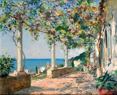 Paul-Émile LECOMTE - 1877-1950
TERRASSE OMBRAGÉE...