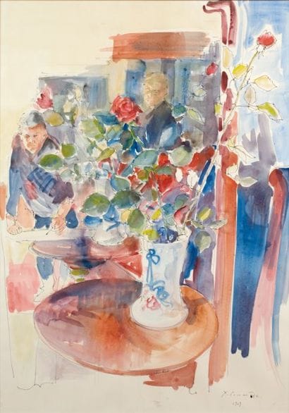 Yves COMMERE - 1920-1986
VASE DE ROSES DANS...