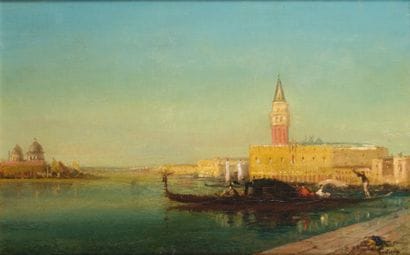 Henri DUVIEUX - 1855-1920
GONDOLES À VENISE...