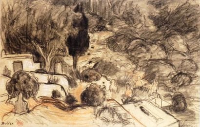 André SUREDA - 1872-1930
PAYSAGE DU MAROC
Fusain,...