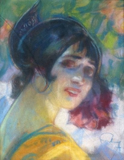 Louis FORTUNEY - 1875-1951
LA BOHÉMIENNE
Pastel...