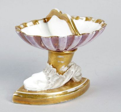 SALIÈRE DOUBLE en porcelaine de Paris ornée...