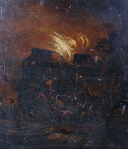 ÉCOLE ITALIENNE du XIXe siècle
L'incendie...