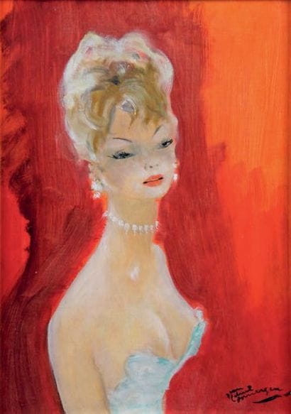 JEAN-GABRIEL DOMERGUE 1889-1962
HÉBÉ AU BUSTIER...