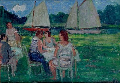 Marcel COSSON - 1878-1956
GUINGUETTE EN BORD...