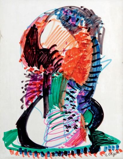Bernard LORJOU - 1908-1986
VASE DE FLEURS
Dessin...