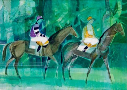 Camille HILAIRE - 1916-2004
LES DEUX JOCKEYS
Aquarelle...
