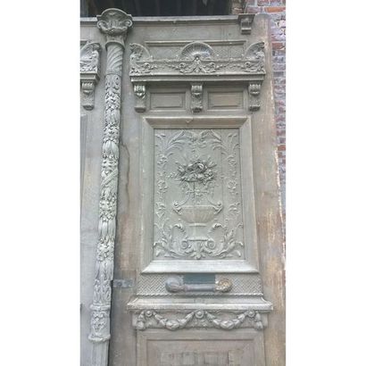 PORTE COCHERE DOUBLE LOUIS XVI en chêne patiné...
