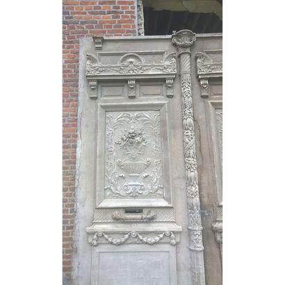 PORTE COCHERE DOUBLE LOUIS XVI en chêne patiné...