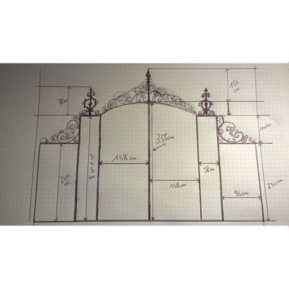 IMPORTANTE GRILLE DE PORTAIL de château en...