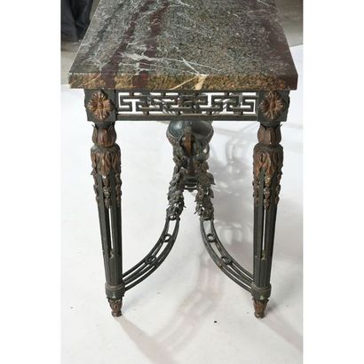 TABLE CONSOLE DE MILIEU LOUIS XVI en fer...