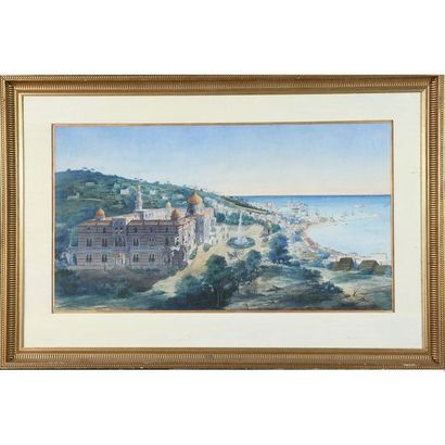 FEUCHERE. « Palais Turc en bord de mer avec...