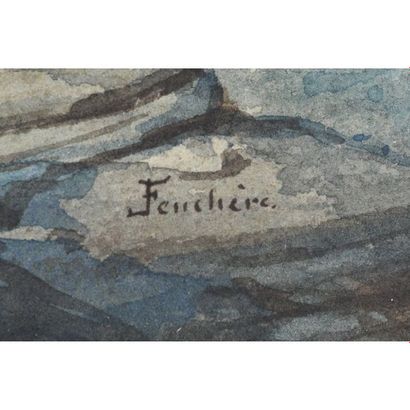 FEUCHERE. « Palais Turc en bord de mer avec...