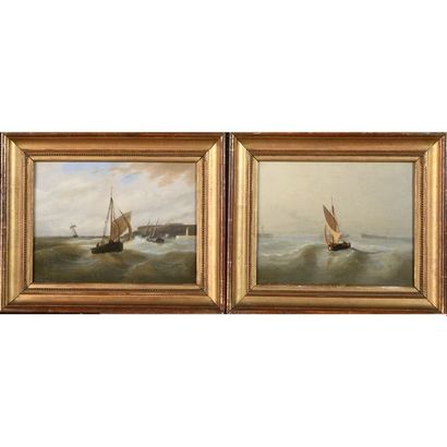 DROUIN J. « Paire de marines ». 2 Huiles...