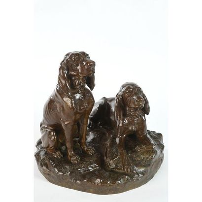 RICHARD A. « Les 2 Saints Hubert ». Bronze...