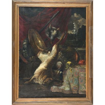 BECKEST E. « Nature morte au lièvre et gibier »....