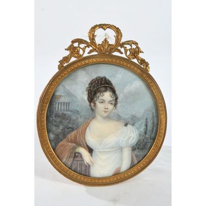 ANONYME du XIXè. « Portrait d’une élégante...