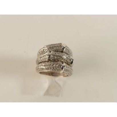 BAGUE 3 joncs bambou en or blanc 750°/°°...