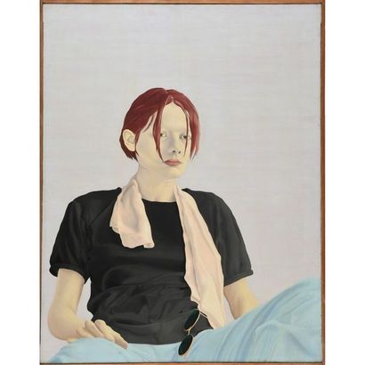 LAGACHE Carole. « Autoportrait ». Huile sur...