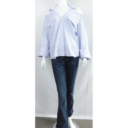 PINKO. Chemise en coton rayée bleu ciel et...
