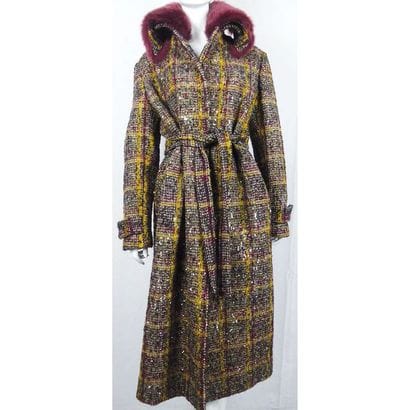 BOTTEGA VENETA. Long manteau en tweed noir...