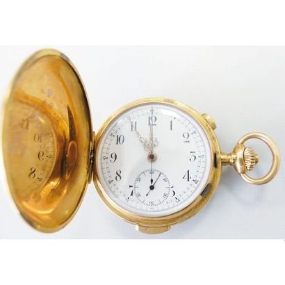 VOLTA. Montre de gousset en or 750°/°° chronographe...