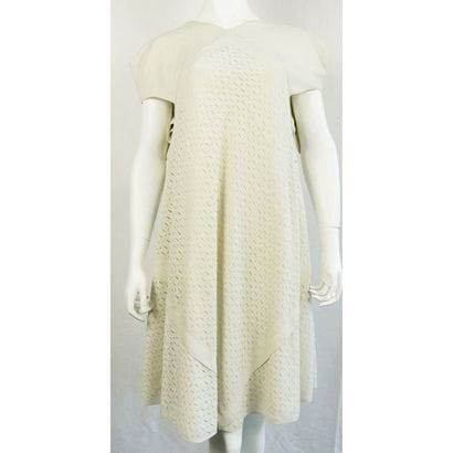 BOTTEGA VENETA. Robe en viscose écru à motif...
