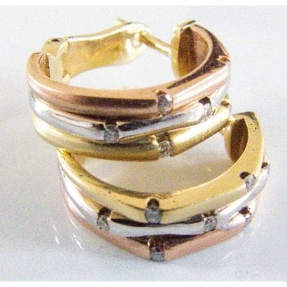 PAIRE DE BOUCLES D’OREILLES 3 joncs 3 ors...