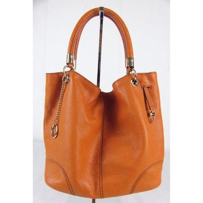 LANCEL. Sac French flair en cuir grainé orange...