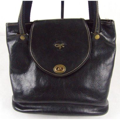 GIL HOLSTERS. Sac cabas en cuir grainé noir....
