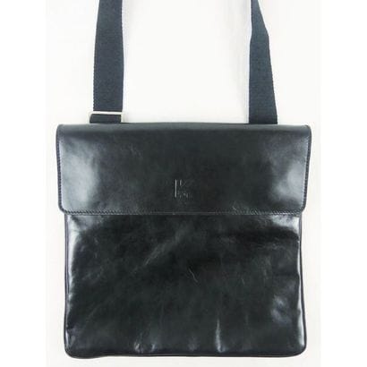 Karl LAGERFELD. Sacoche en cuir noir. Bandoulière...