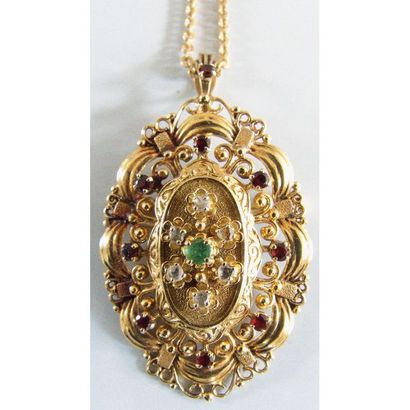BROCHE pendentif en or jaune 750°/°° ornée...