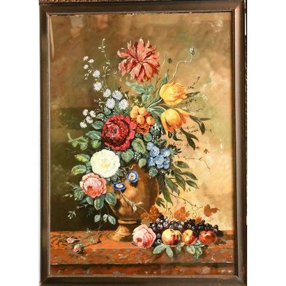 PAIR OF FIXED under glass representing flower...