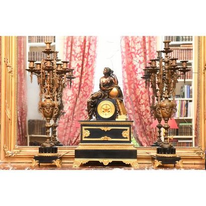 NAPOLEON III GARNITURE representing a woman...