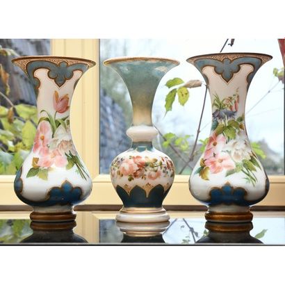 CONTINUED BY 3 X CHARLES VASES in opaline...
