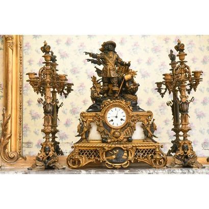 ROMANTIC GARNITURE in bronze with 2 patinas...