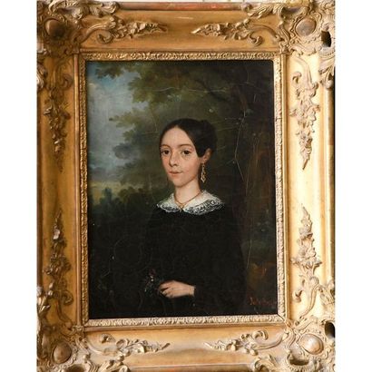 BAZIN J. ÉCOLE FRANCAISE du XIXè. « Portrait...