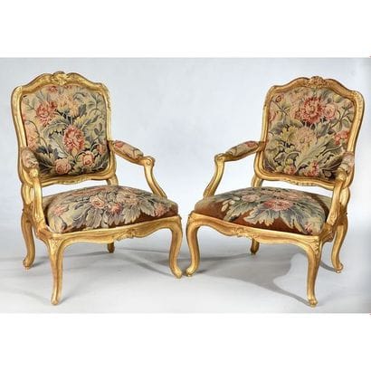PAIR OF FAUTEUILS LOUIS XV with a Queen's...