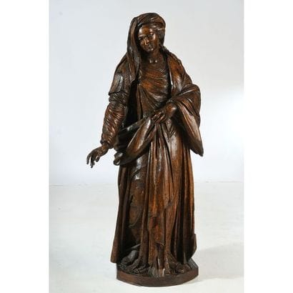 IMPORTANT AND RARE SUBJECT in patinated walnut...