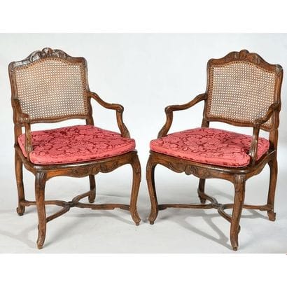 PAIR OF REGIONAL FAUTEUILS with seat and...
