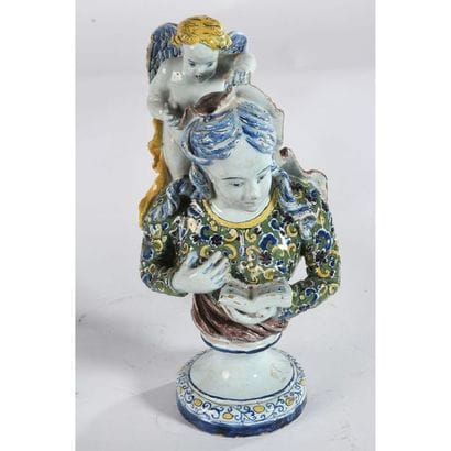 Earthenware busts representing Euterpe, goddess...