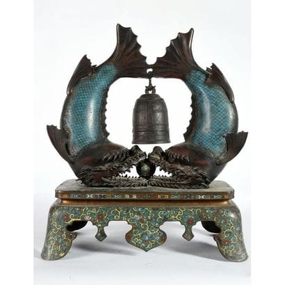 CURIOUS GOND in bronze and partitioned enamels...